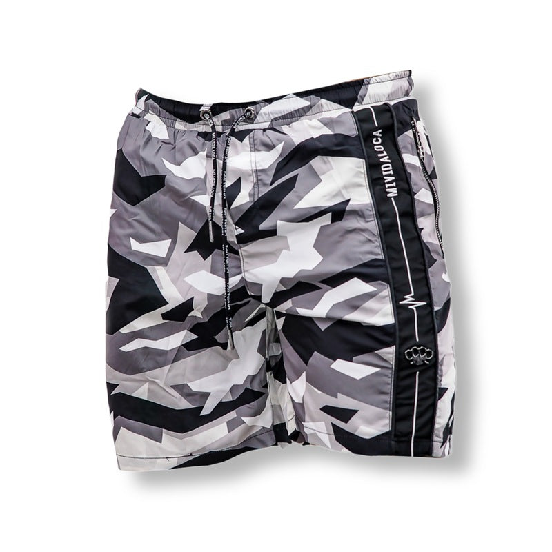 Short de bain camo noir et gris MVL